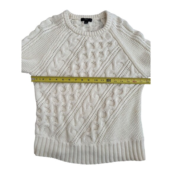 J.Crew Women's Ivory Diagonal Cableknit Cotton Fisherman Sweater Size‎ Small - Picture 5 of 7